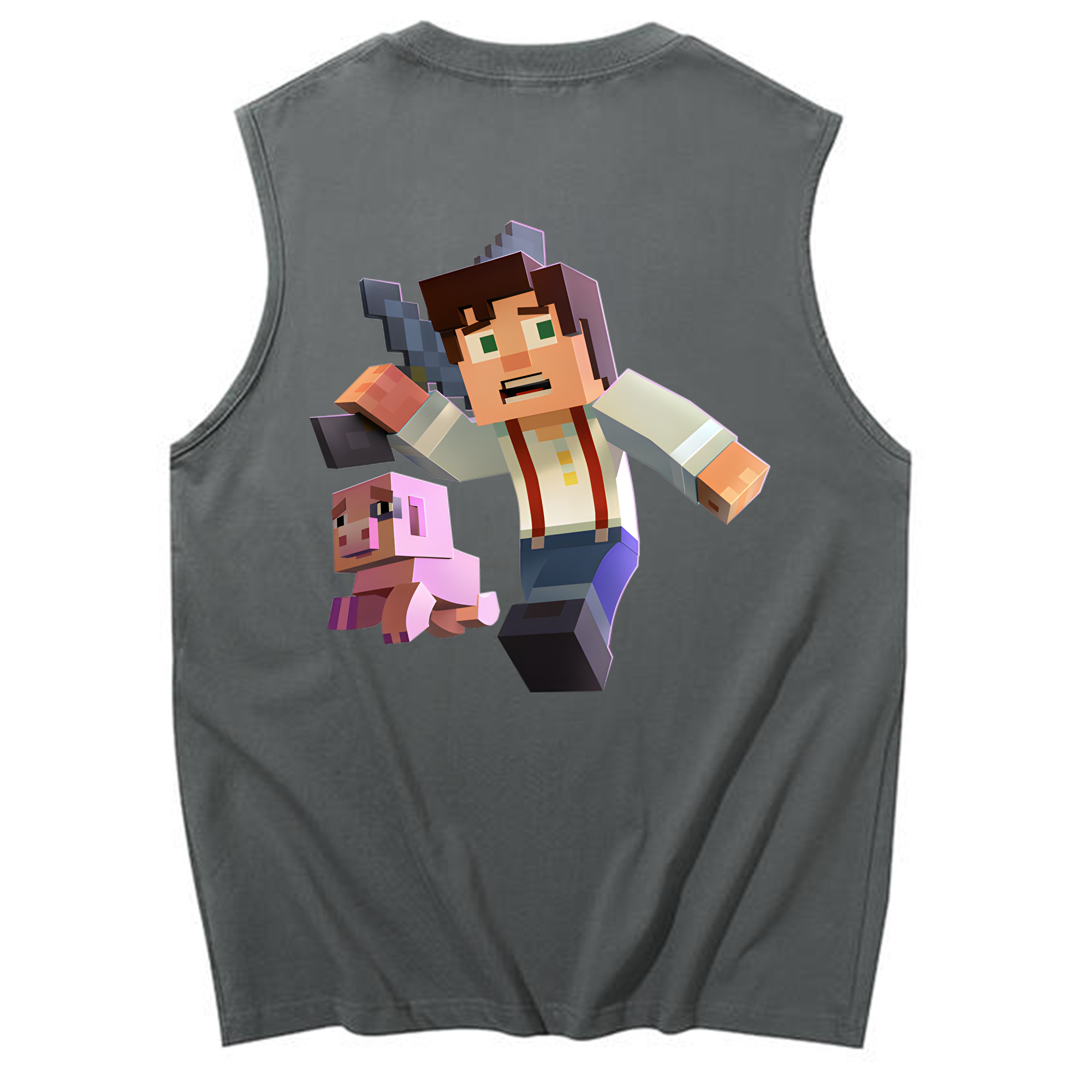 （画像用） マインクラフト ブロックの世界 Minecraft MC Block world コットン100％タンクトップ（背面プリント）